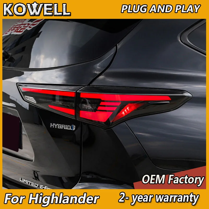 

Автомобильный Стайлинг для Toyota Highlander, задние фонари 2020-2022 дюйма, задние ДХО, противотуманные фонари, сигнал поворота, Задний сигнал