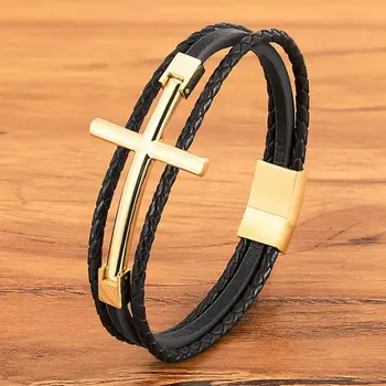 Men's Stainless Steel & Cross Bracelet