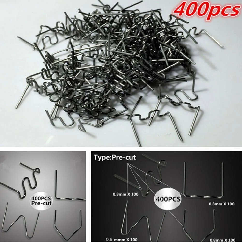 

400pcs 304 Stainless Steel 0.8mm / 0.6mm Hot Stapler Staples For Plastic Welder Tool Car Damaged Bumper Repair Kit Accessories