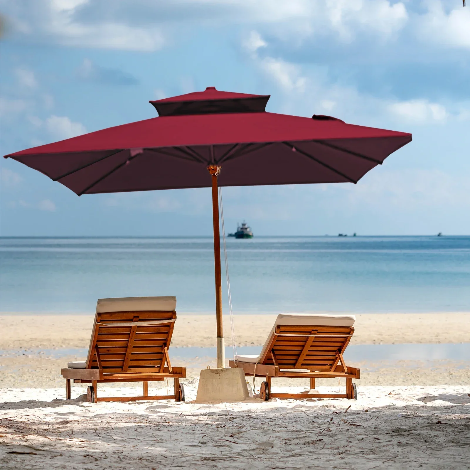 Double-layer Square Outdoor Umbrella 3x3M Replacement Patio Sunshade Parasol Top Canopy Cover Cloth Garden Yard Beach