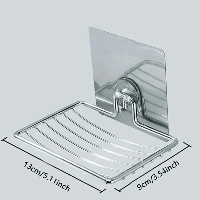 Porte-savon en acier inoxydable, boîte à savon légère, étagère de luxe, sans poinçon, sans clous, salle de bains, vidange monocouche, tenture murale, 1 pièce 6