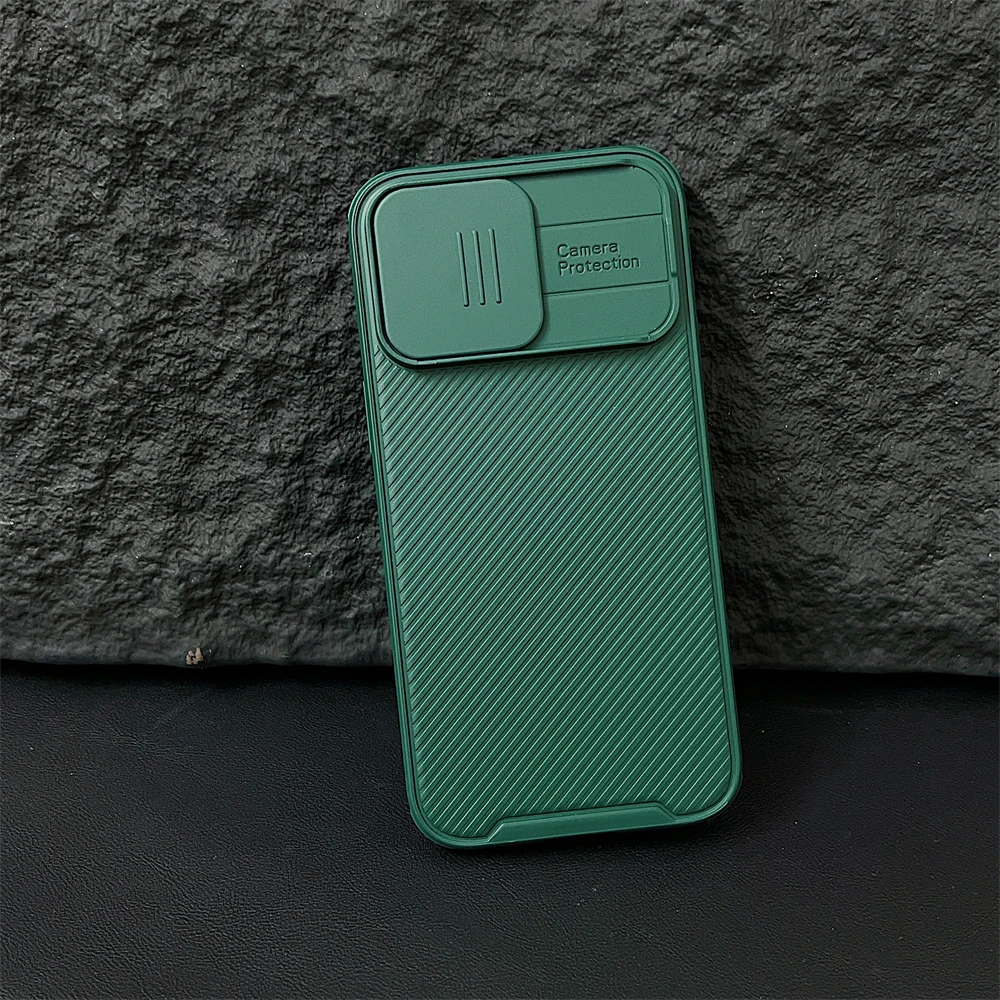 Luxurious Magnetic Armor Case with Sliding Camera Cover and Wireless Charging Compatibility