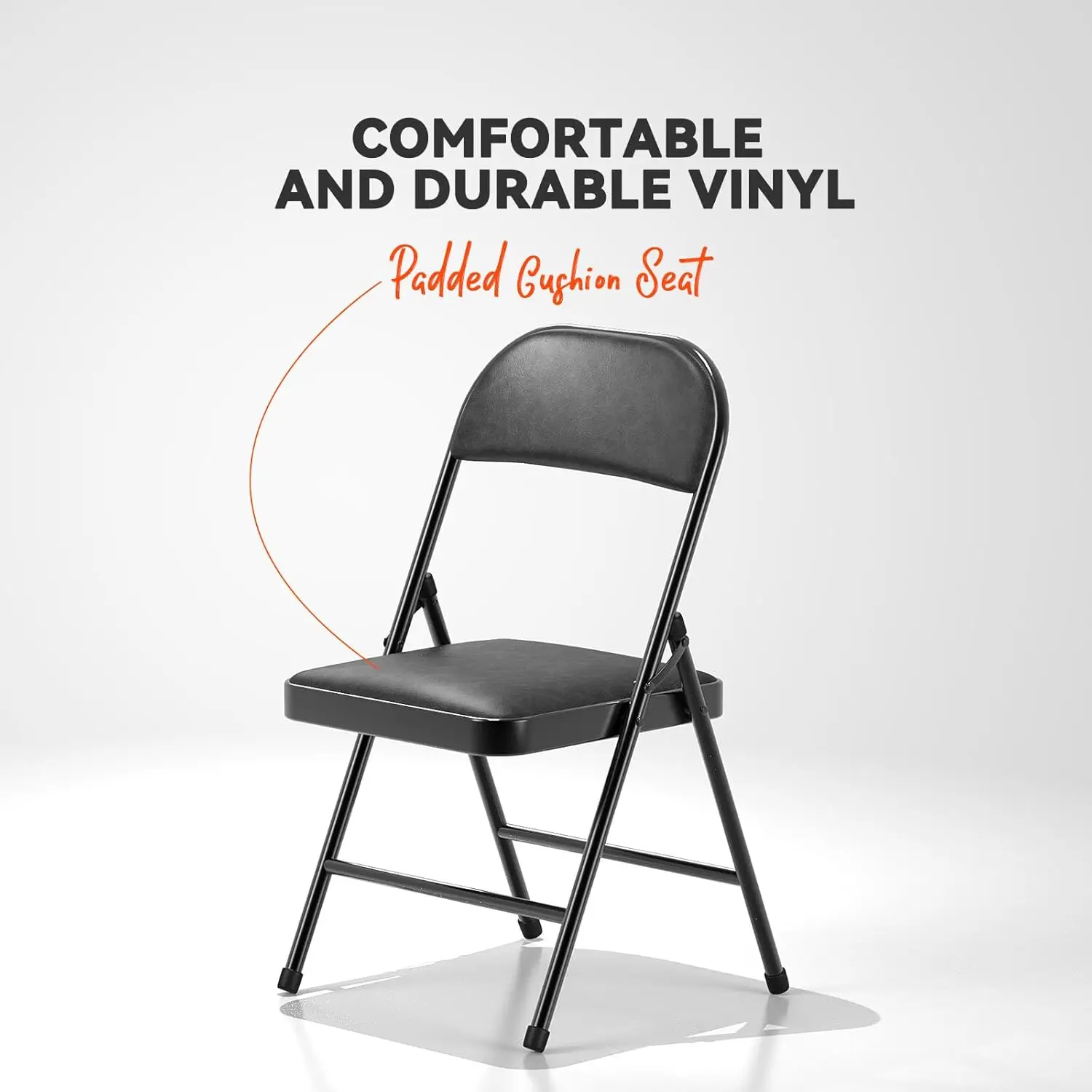 4 Pack Folding Chairs with Padded Vinyl Cushion Chairs with Comfortable Cushion and Durable Steel Frame for Home and Office 4