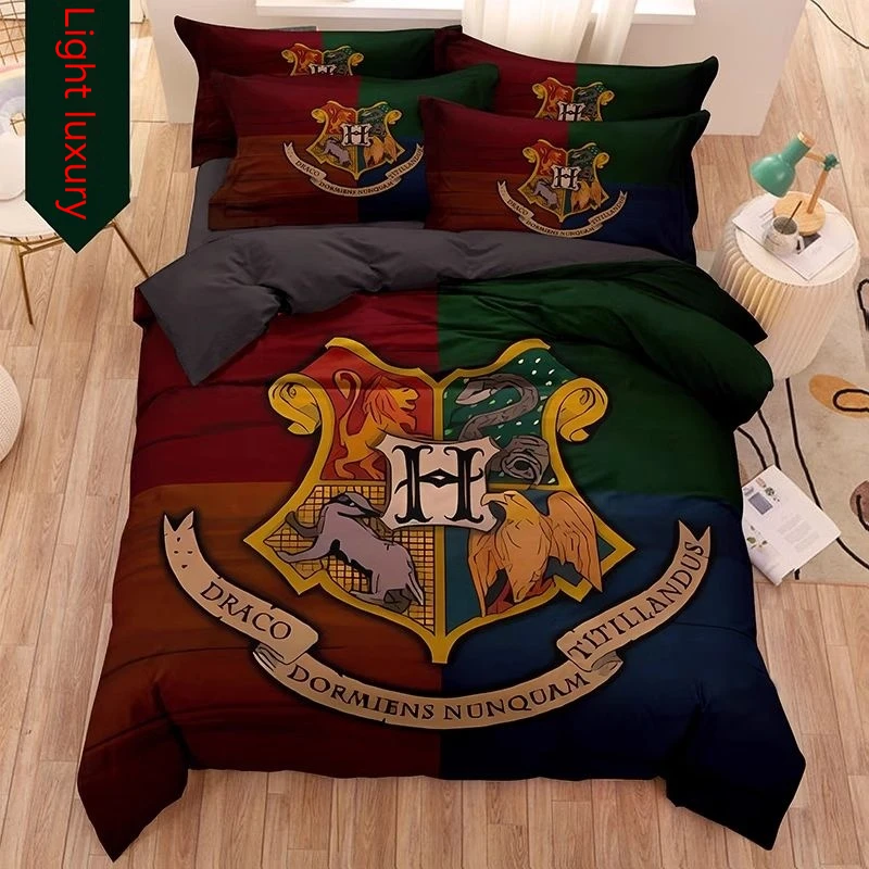 

Harry Potter Hogwarts College Cotton 3/4cps Bedding Set Anime Prints Summer Winter Blankets For Bed School Dormitory Bed Sheets