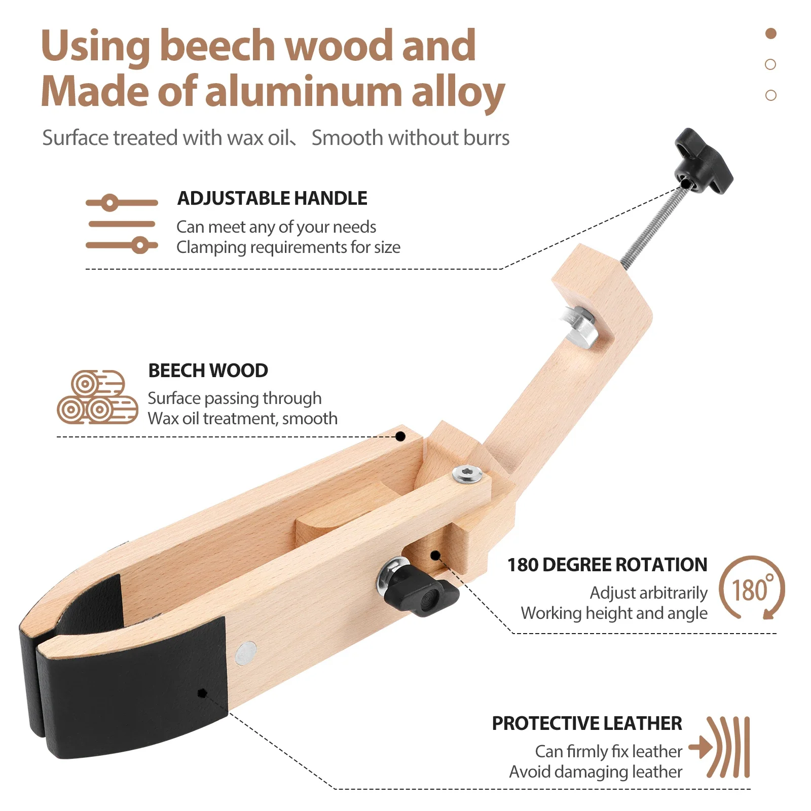 Stitch Pony Wood Leather Pony Foldable Table Desktop Stitching Horse Clamp Adjustable Leather Sewing Working Tools