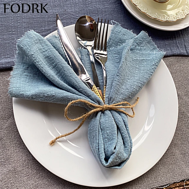 Serviettes De Table Rétro Personnalisées En Gaze De Coton, 12 Pièces, Pour  La Cuisine De Mariage, Décor Rustique Pour Table À Manger, Tapis De Salle À  Manger - Serviette De Table - AliExpress