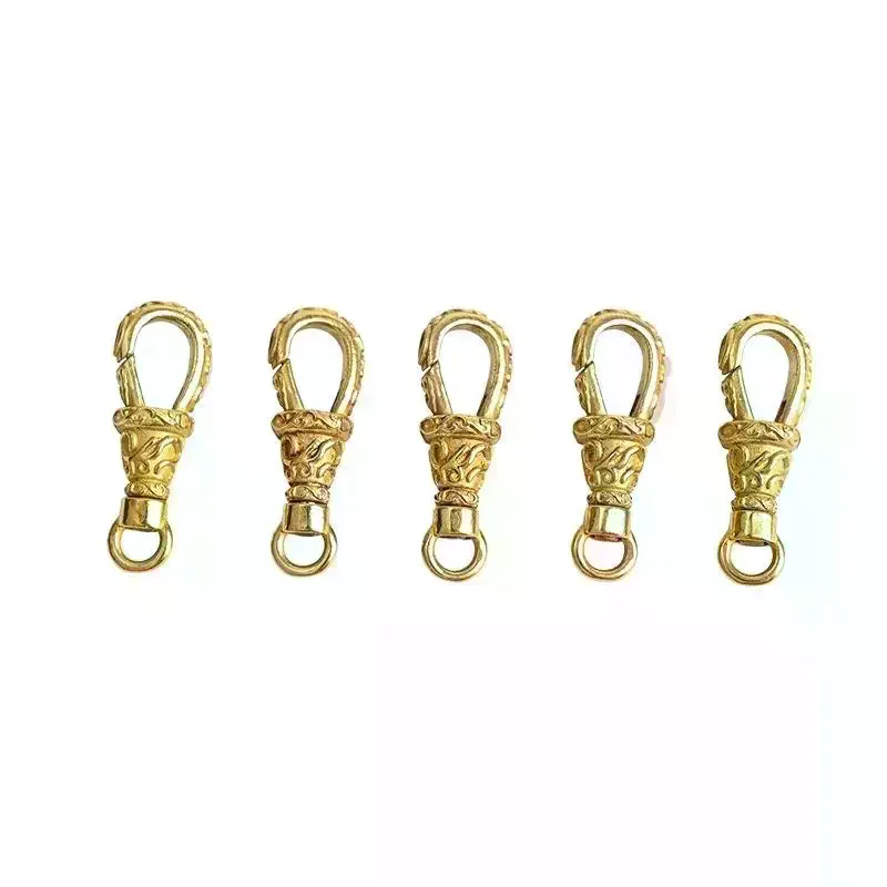 1pcs Brass Made Pattern Pocket Watch Swivel Clip Chain Spring Snap Hook 30mm 1.2 Inch Buckle Chain Pearl Gems DIY