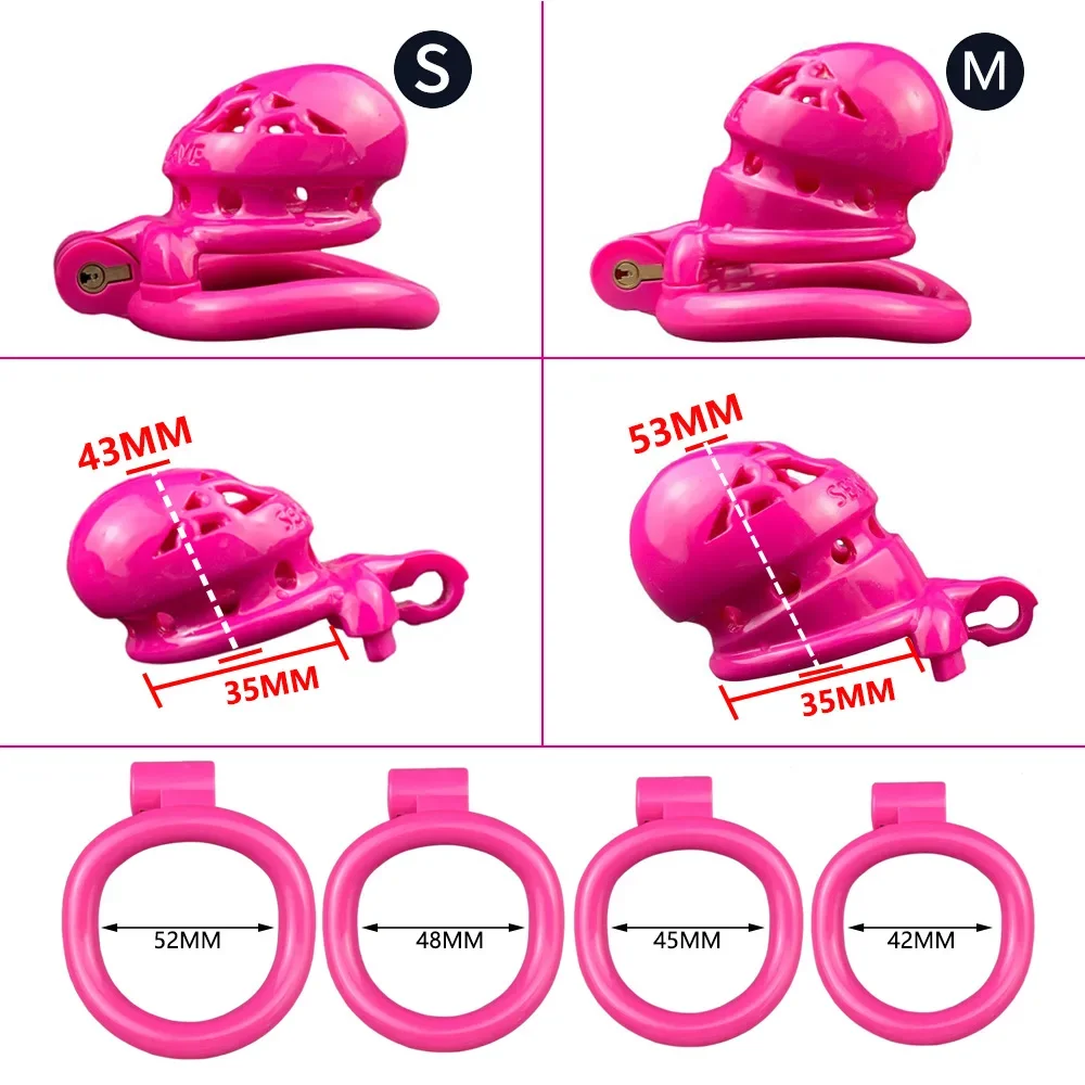 Lightweight 3D Resin Chastity Cage Device with 4 Penis Rings Long Time Wearable Bondage Gear BDSM Anti-cheat Sex Toys for Men