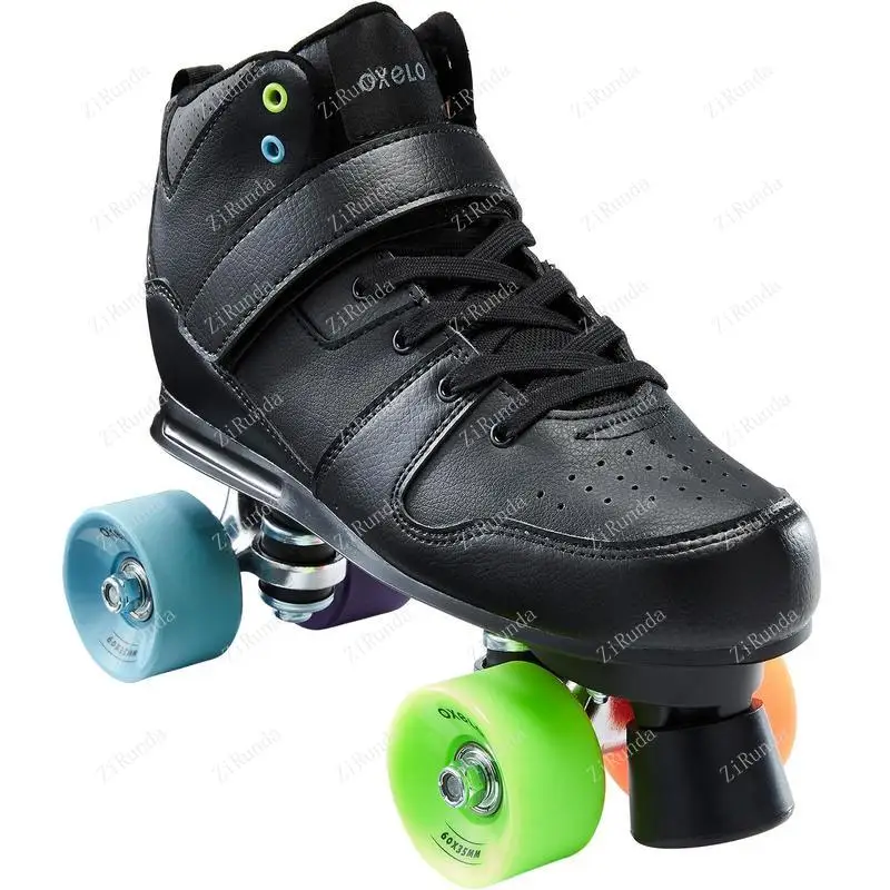 Zapatos de patinaje de doble fila, patines profesionales de cuatro ruedas  para adultos y niñas