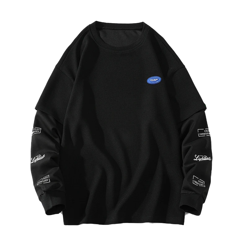 

Fake Two Piece Mens Sweatshirts Harajuku Vintage Hoodies Size M-5XL 6XL 7XL