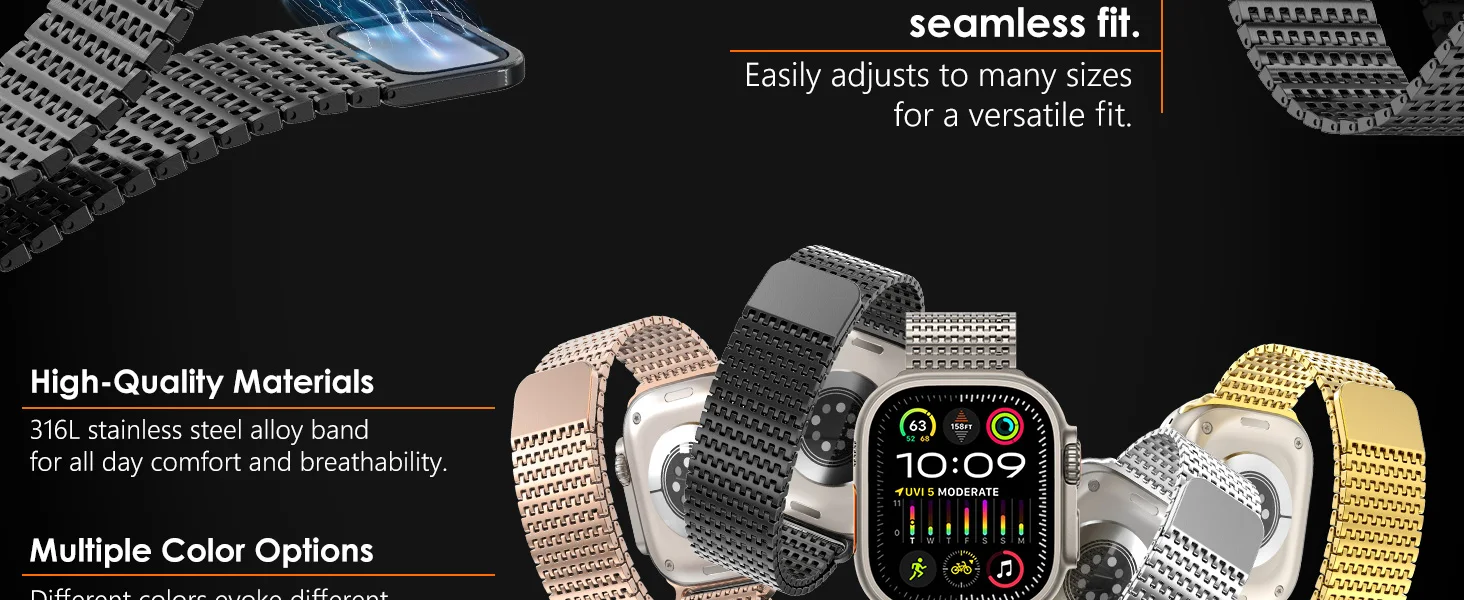 Magnetic Stainless Steel straps for Apple Watch 10 band 45mm 44mm 49mm 46 42mm Metal Bracelet iWatch series 9 8 7 6 3 se Ultra 2