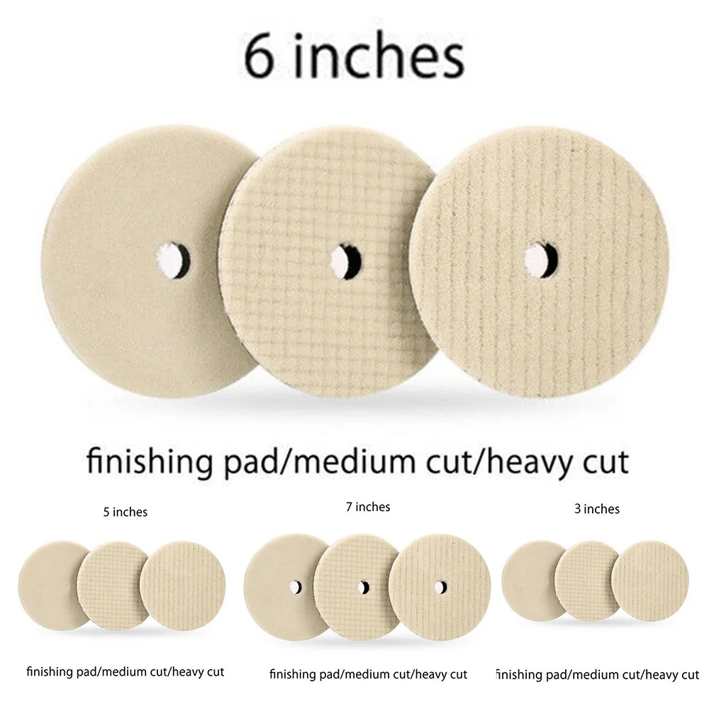 

3pcs Wool Polishing Pad 3 5 6 7 Inch For Body Polishing Wool Wheel For Car Polisher Wool Scouring Pad Polishing Abrasive Tools