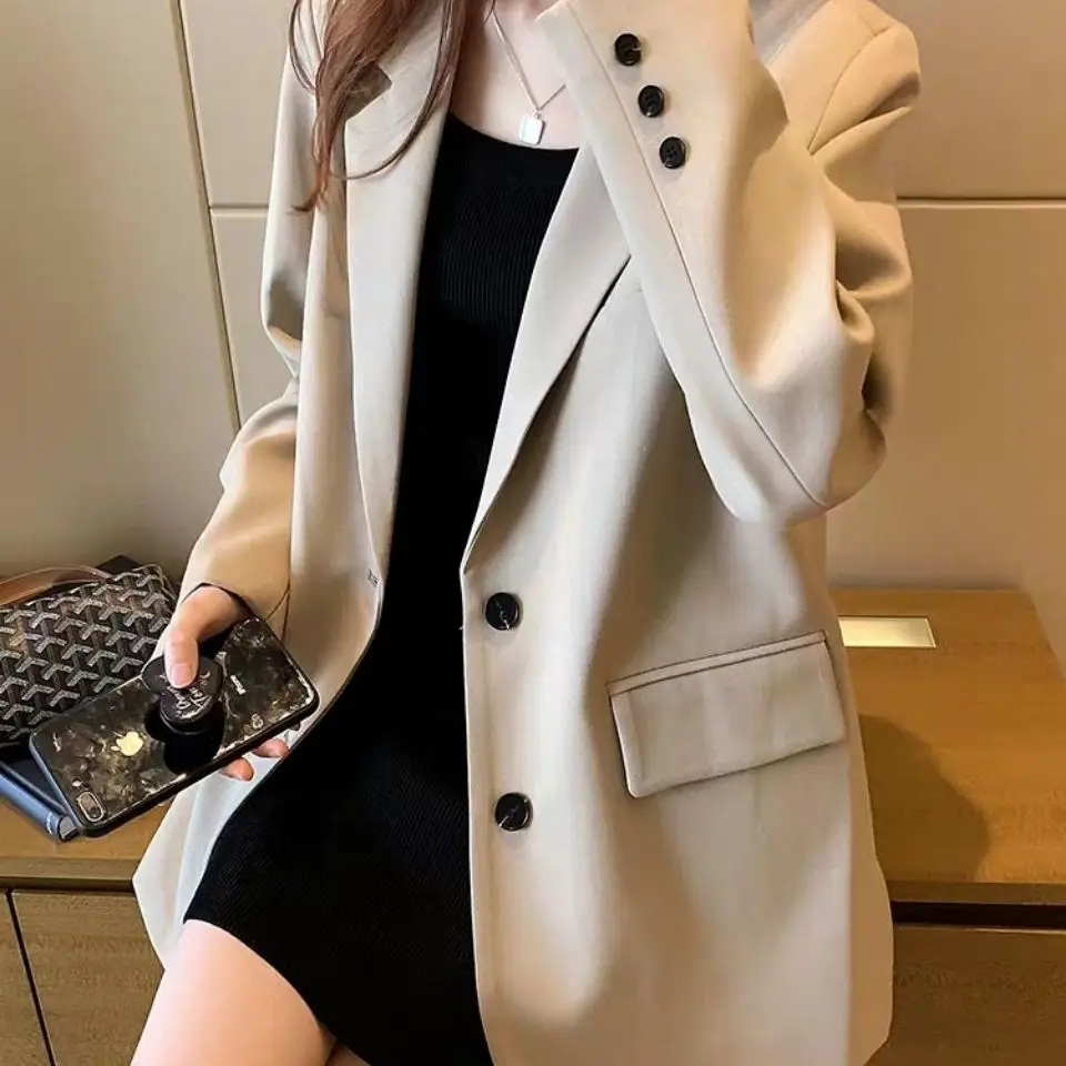 

Women's Korean Style Small Suit Jacket Spring and Autumn 2023 New All-match Design Sense Loose British Style Suit Trendy Blazer