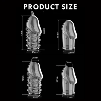 Penis Extender Sleeve Reusable Condoms Silicone Glans Cover Spike Dick Enlargement Cock Ring Erection Erotic Sex Toys For Men 5