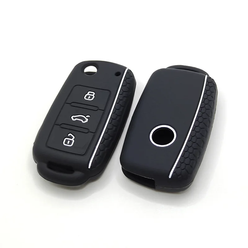 

Дистанционный ключ чехол для автомобиля чехол для Volkswagen Sagitar POLO Tiguan Touareg Bora Golf Seat Skoda 3 кнопки силиконовый чехол для ключей