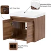 Miles Vanity, Kelby 24 Inch Modern Floating Bathroom Vanity with White Single Sink Top, 2-Door Cabinet, Caramel Mist 6