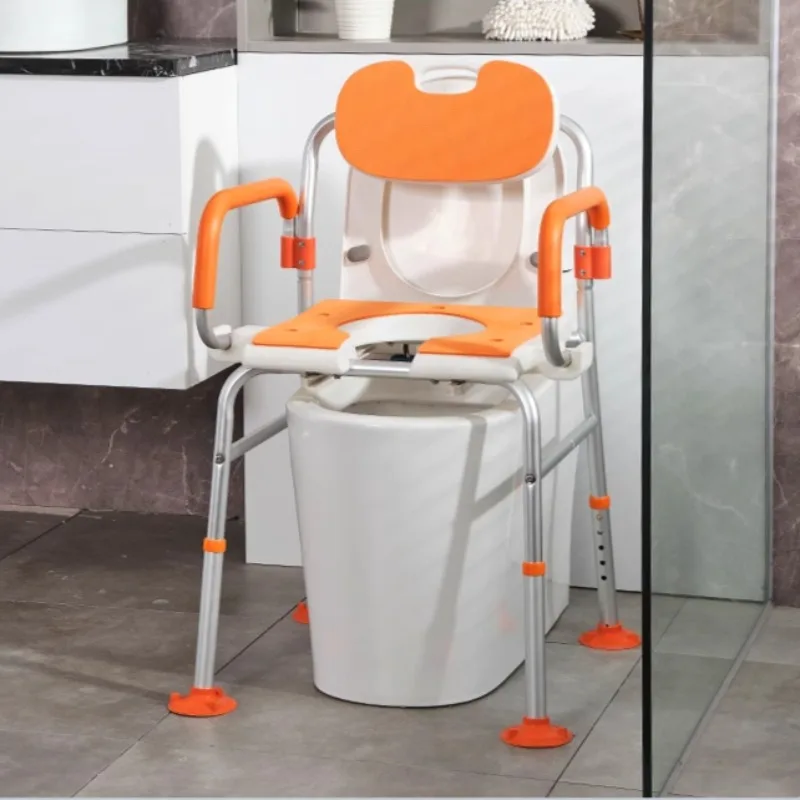 Dual Purpose Bathroom Chairs Toilet Chair Aluminum Alloy Non-slip shower stool Height Adjustable Toilet Support for Elderly