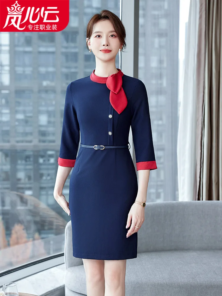 

High-End Business Wear Dress2022Spring and Autumn Temperament Goddess Style Sales Department Front Desk Beauty Salon Stewardess