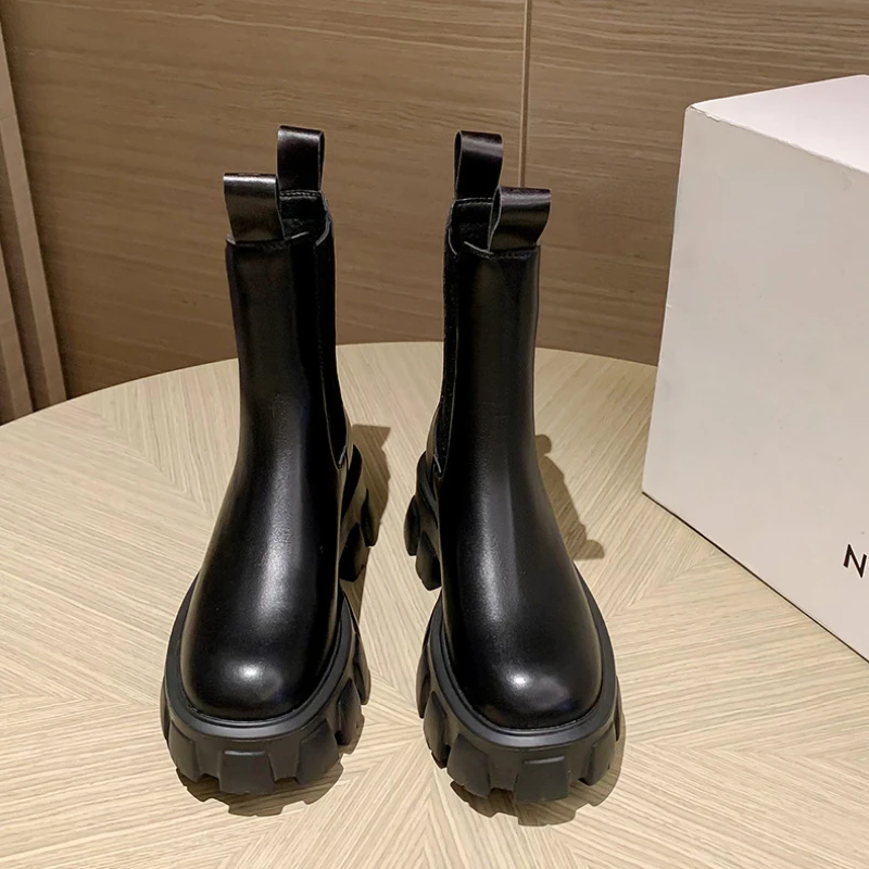 

Thick-soled boots Chelsea women's elastic band chimney boots women's winter shoes short boots white Marton boots