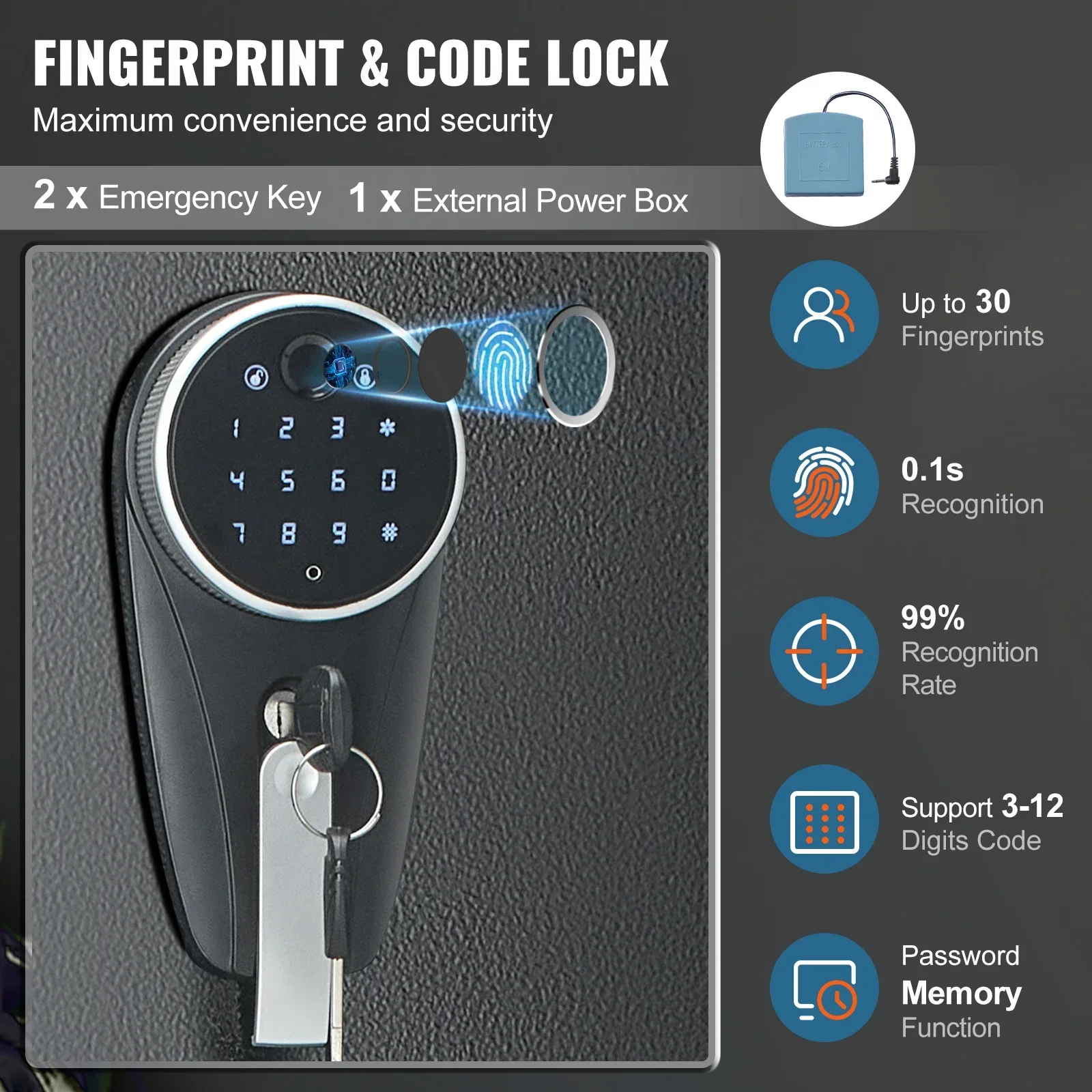 VEVOR Fingerprint Digital Gun Safe with Storage