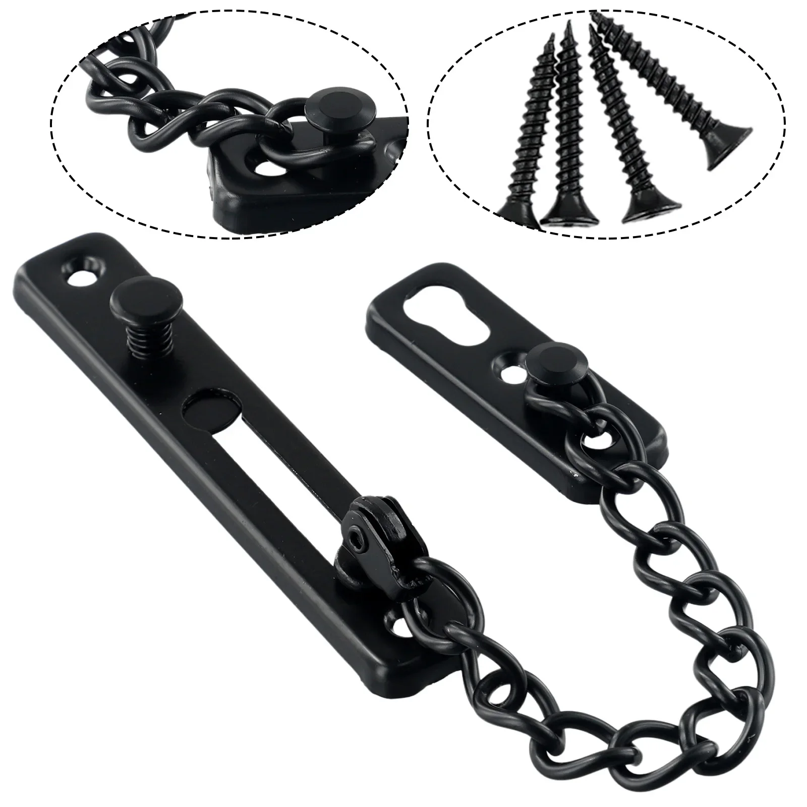 Door chain lock Door Chain Lock Stainless Steel Security Chain Guard Spring Anti-Theft Press Heavy Duty Slide Catch Latch Screw Guard Accessory