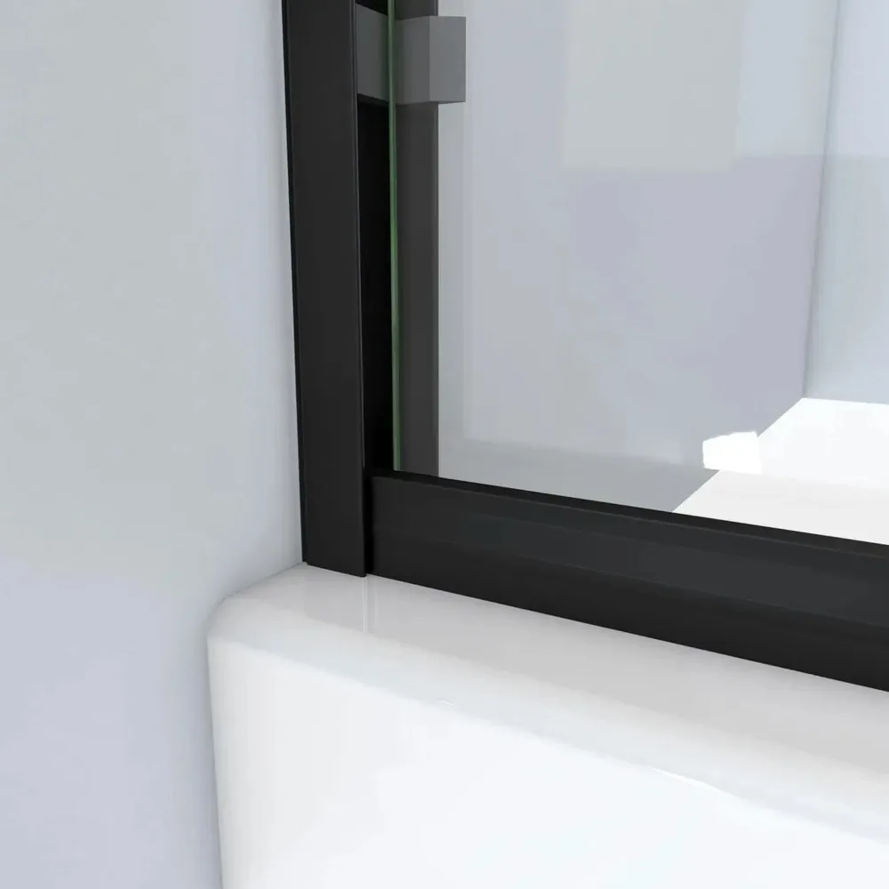 Alliance Pro BG 56-60 in. W x 70 3/8 in. H Semi-Frameless Sliding Shower Door in Matte Black and Clear Glass, glass shower door 6