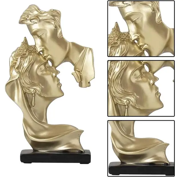 Északi Otthoni Nappali Díszes Dekoratív Szerelmesek Szobrok Dekoráció Csók Szobor Valentin Napi Esküvői Ajándék - Image 2