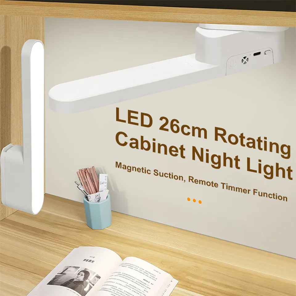 Rechargeable 3 Color Dimmable LED Cabinet Light Night Light 360° Rotatable USB Remote Control Cabinet Light DIY For Bedroom Desk