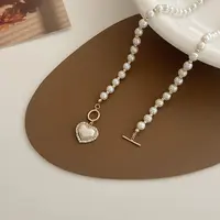 Elegant Pearl Necklace For Women Heart Pendant Necklaces Luxury Imitation Pearls Chain Necklaces Korean Jewelry Girls Gifts 4