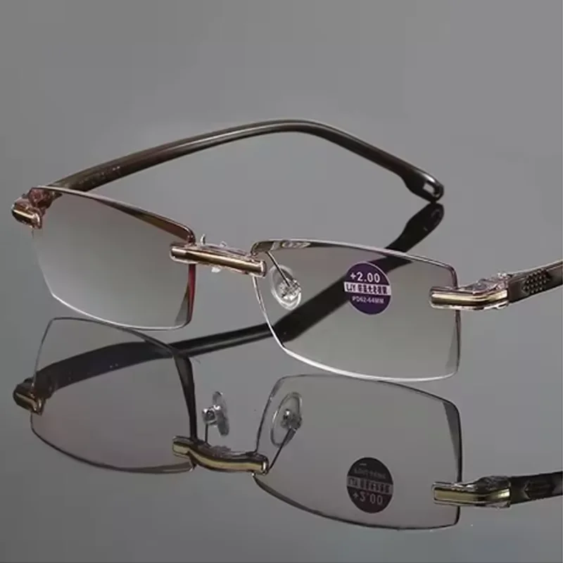 Retro Square Ultralight Rimless Anti-Blue Light Reading Glasses