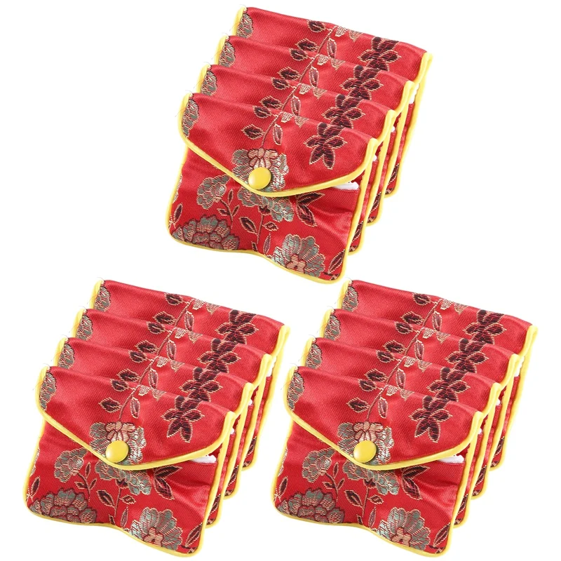12 In 1 Small Jewelry Box Jewelry Red Jewelry Bag Embroidered Silk Cloth Bag Coin Purse