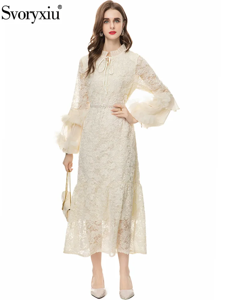 

Женское длинное платье Svoryxiu, разноцветное элегантное платье с оборками на воротнике, блестками и высокой талией на осень 2019