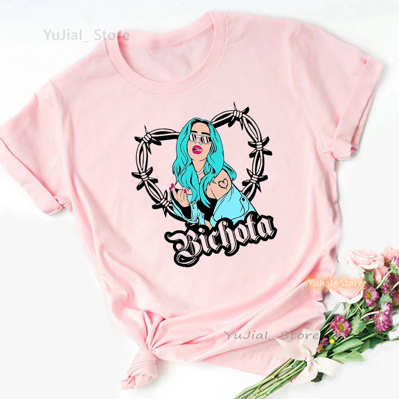 Beckyg Karol G Bichota Grafik Druck T Shirt Mädchen Schöne Rosa Casual T-shirt Frauen Harajuku Hemd Sommer Mode Tops T – Detail 13