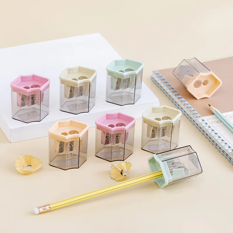 8 Pcs Cute Cartoon Double Hole Pencil Sharpener Stainless Steel Blade Efficient Sharpeners School Office Stationery Supply push pull double pencil sharpener single hole double hole multifunctional school