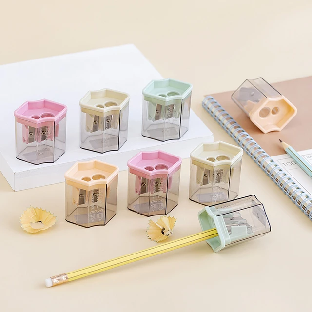 8PCS Cute Manual Pencil Sharpener for Kids, Dual Holes Handheld