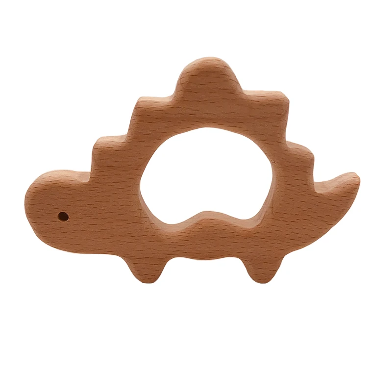 ABCPICK 10pcs Organic Wooden Beech Dinosaur Toy Eco-Friendly Natural DIY Pacifier Chain Jewelry Making Handmade Accessories