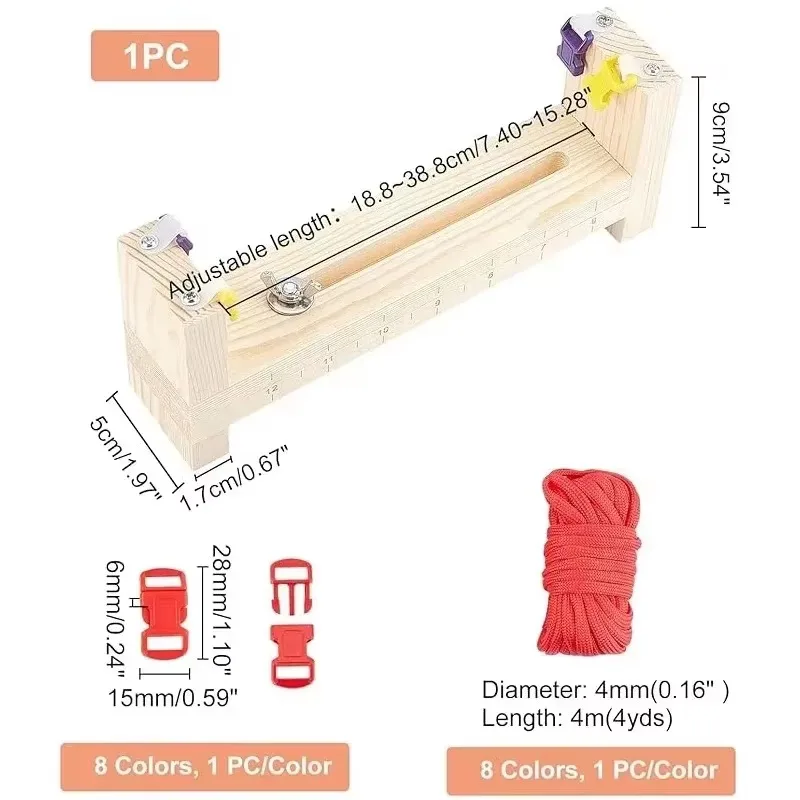 Adjustable Wooden Paracord Bracelet Making Kit DIY Hand Knitting Tools Bracelets Key Chains Creative Gifts