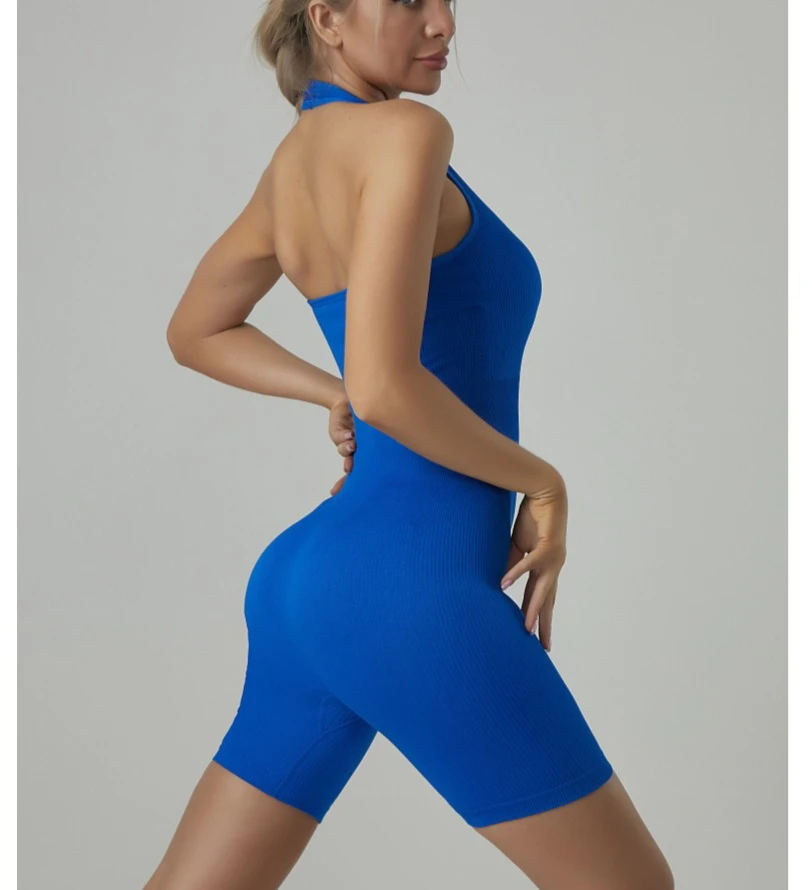 Description Picture 6 of itemHigh-elastic tight shaping garment, yoga halter top, fitness exercise tight buttock lift, high-elastic one-piece shorts