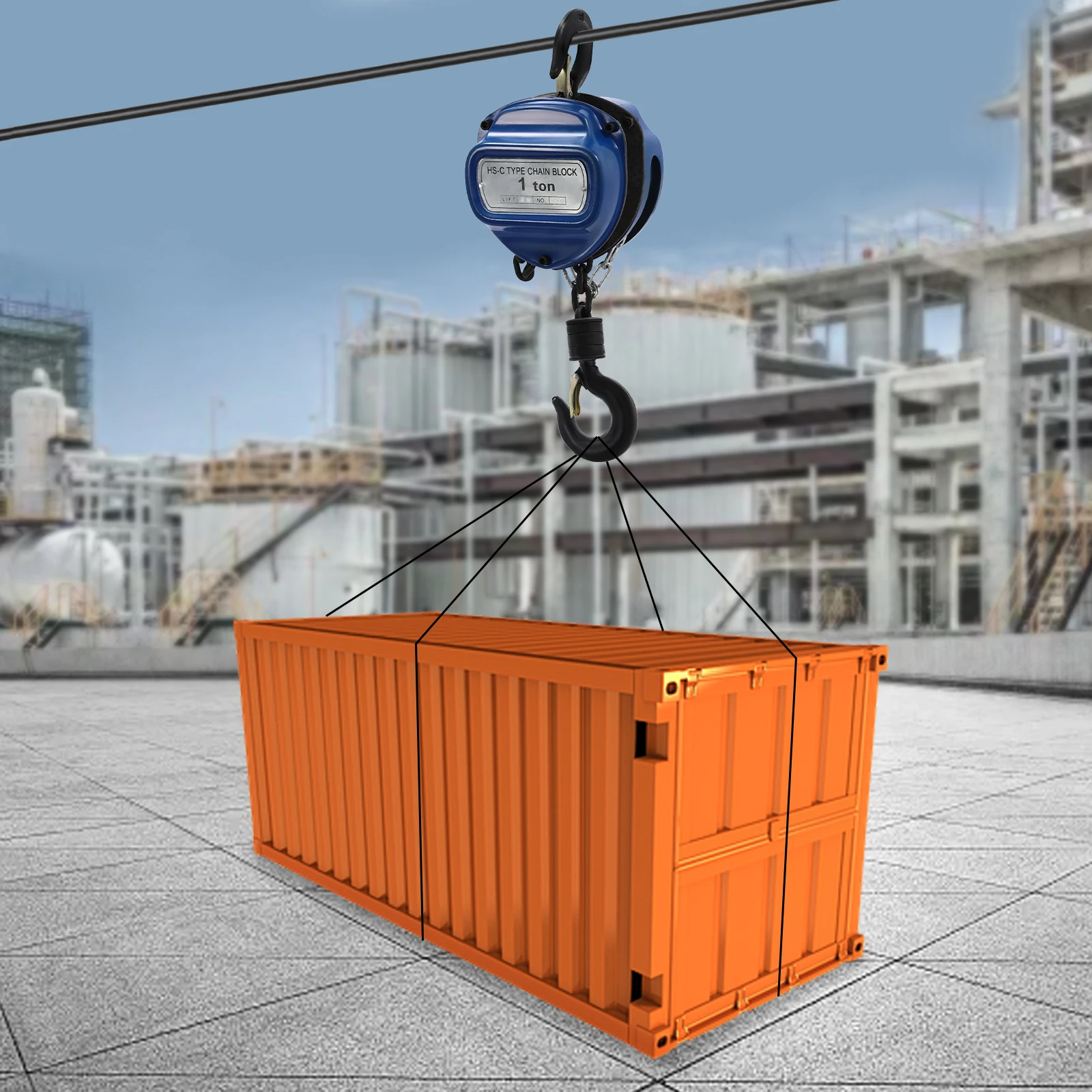 Professioneller Handkettenzug-Kran 1T / 1000 kg, Hebelzug, Kettenlänge 4 m mit 2 Haken, Manganstahl, 360-Grad-Drehgelenk – Detail 10
