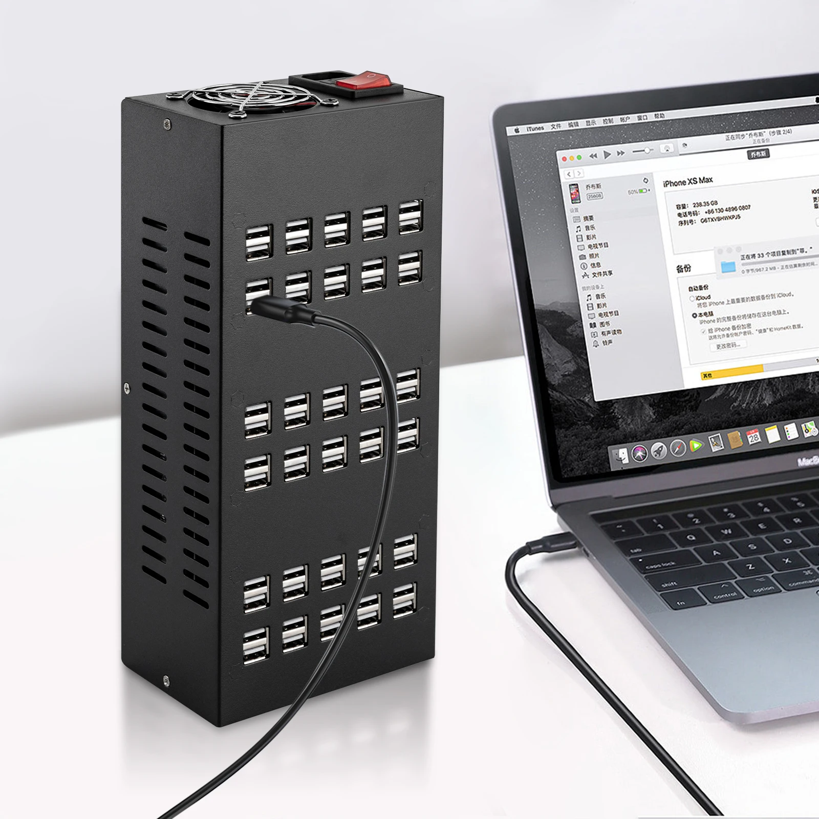 60 Ports USB Charging Station with Intelligent Protection Multi Port USB Charging Station Organizer for Hotel School Malls