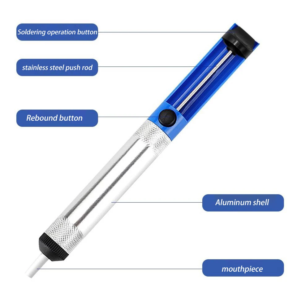 Aluminum Metal Desoldering Pump Suction Tin Gun Soldering Sucker Pen Removal Vacuum Soldering Iron Desolder Hand Welding Tools desoldering suction pump,desoldering pump,desoldering tool,electrothermal solder sucker,vacuum sucking pen