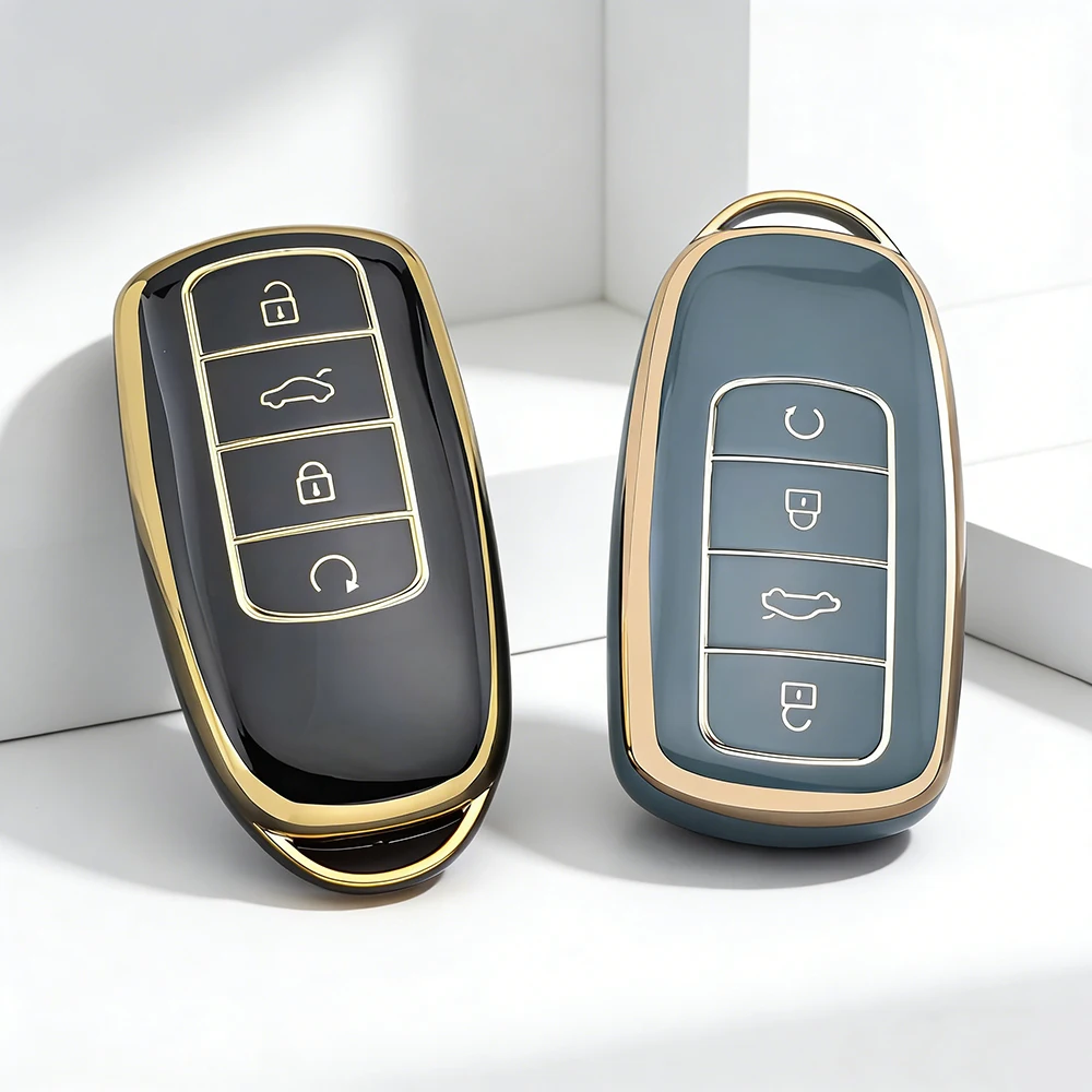 Deluxe TPU Car Key Fob Case Cover with Key Chain