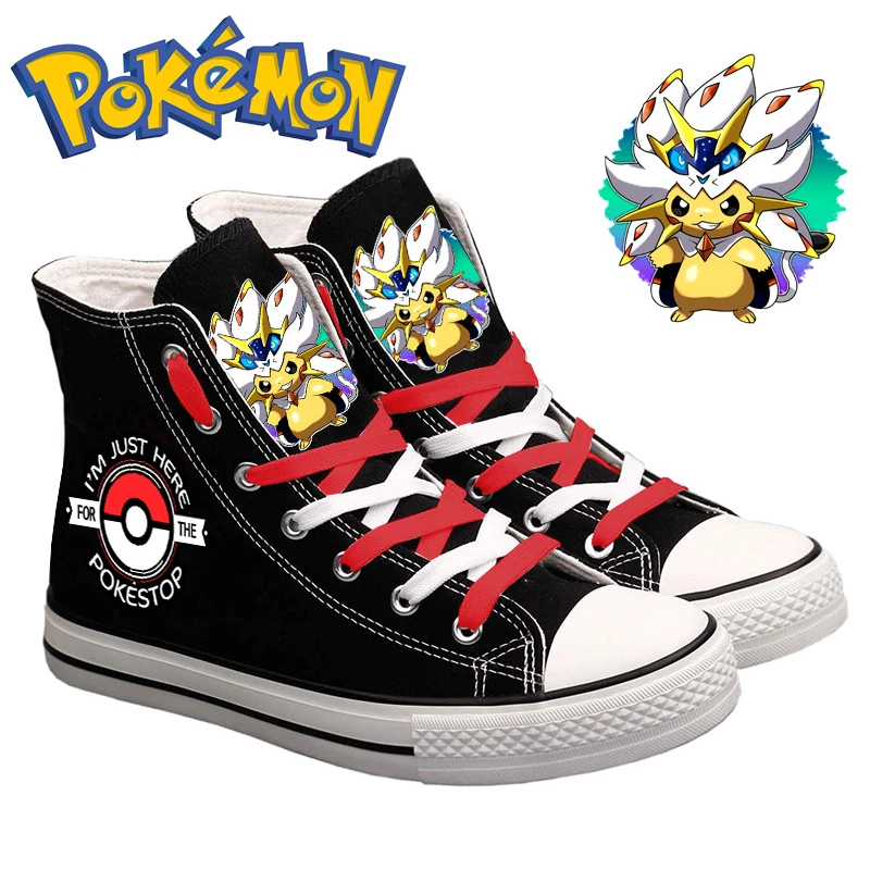 Pokemon Pikachu Canvas Schoenen Leuke Cartoon Bovenste Schoenen Casual Ademende Student Gymschoenen Jongens Meisjes| | - AliExpress