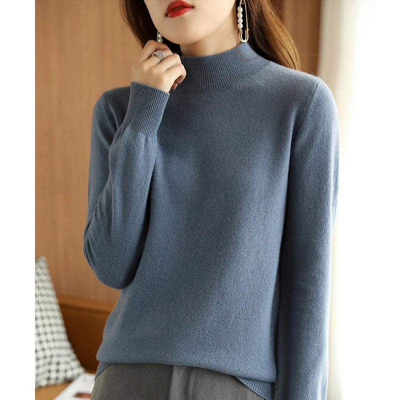 Autumn and Winter New Women's Clothing Semi-turtleneck Long-sleeved Women's Sweater Fashion Casual Knitwear Bottoming Shirt