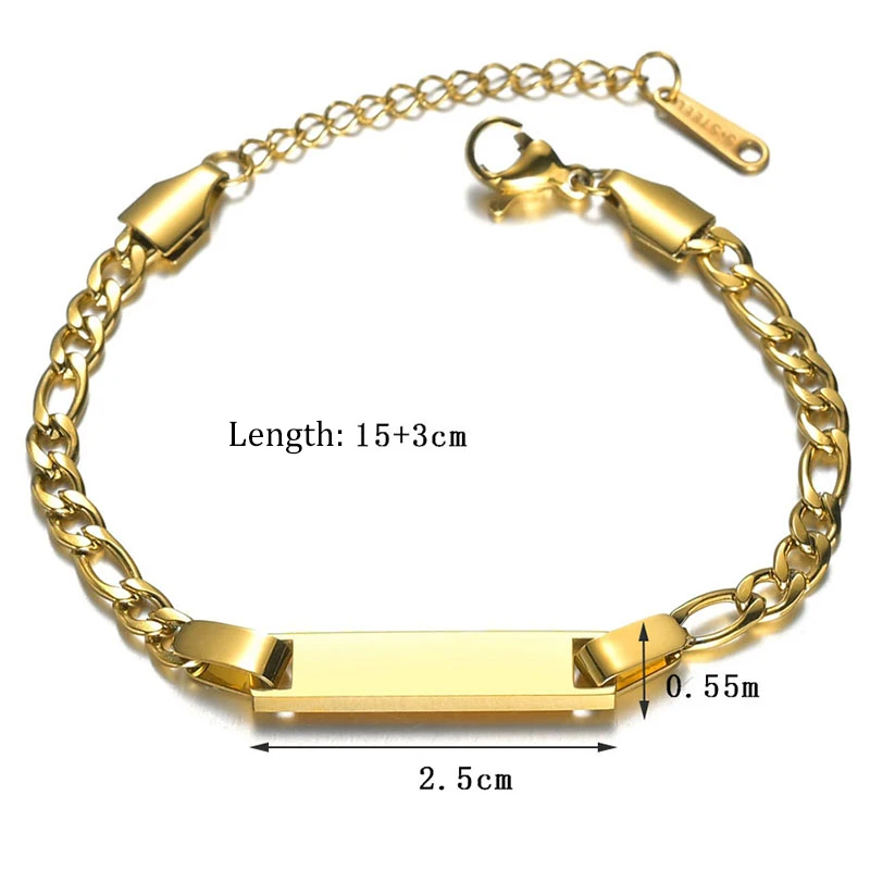 Akizoom Engrave Name 45cm Necklace Punk Custom Bracelet Stainless Steel Jewelry Set for Woman Cuban Chain for Man Birthday Gift - Image 2