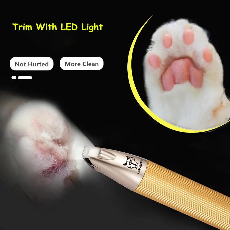 Pet Hair Trimmer Aluminum Alloy Clipper Rechargeable Pet Foot Hair Trimmer Dog/Cats Grooming and Care Electric Hair Cutting Machine 2 Colors