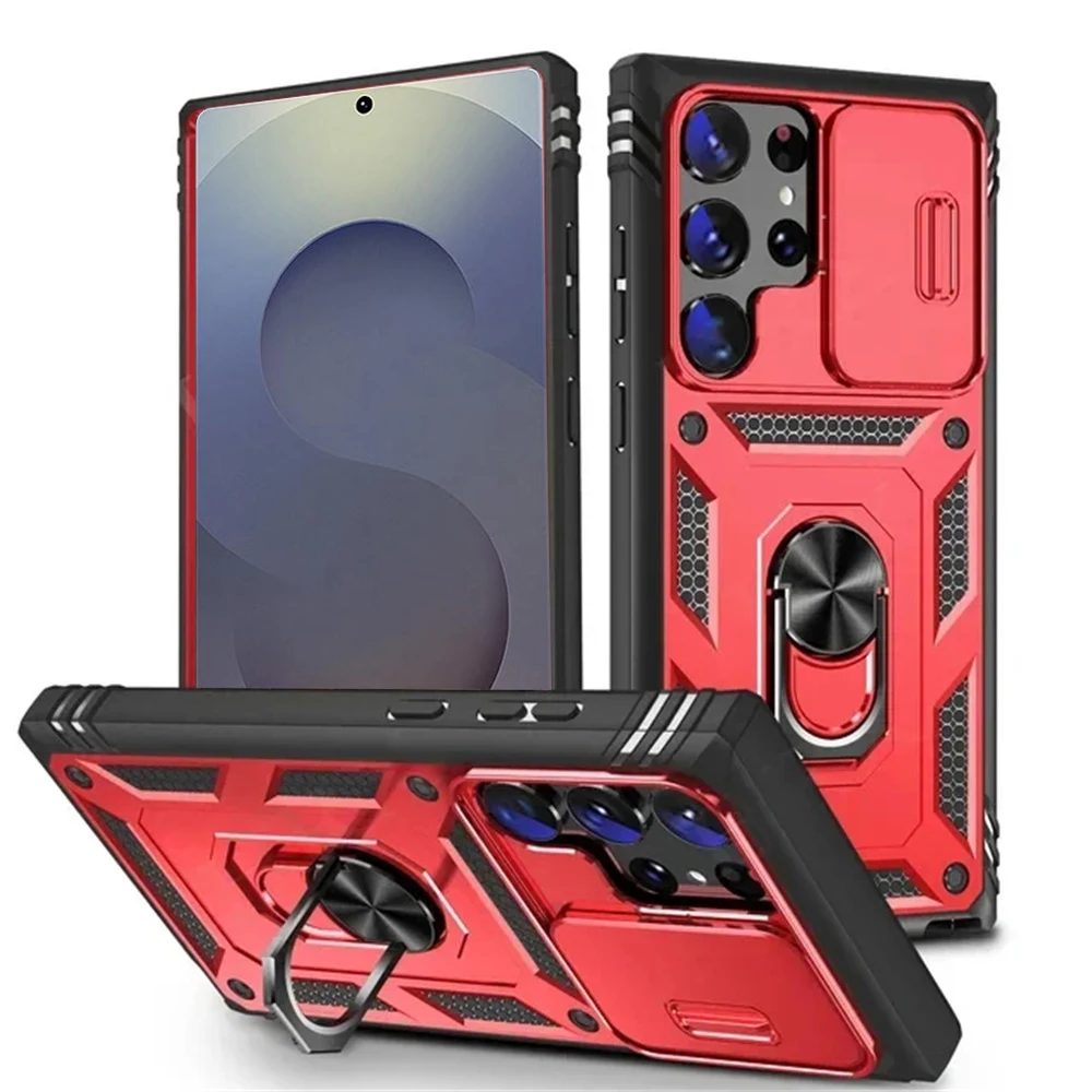 360° Rotating Armor Phone Case with Camera Slide and Military-Grade Protection