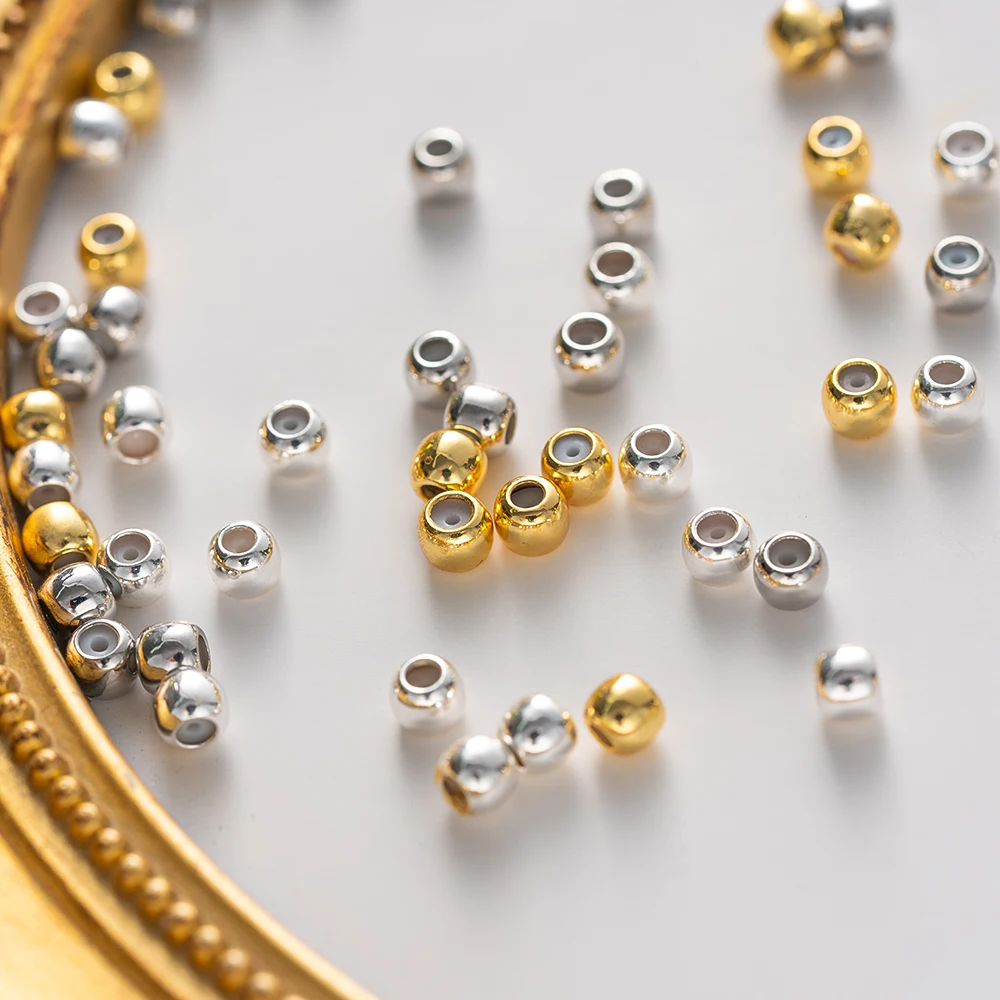20 Stück 3/4/5/6 mm 18K Gold Stopper Silikonschieber Messingperlen verstellbare Positionierung für DIY Schmuck Armband Halskette Herstellung – Detail 7