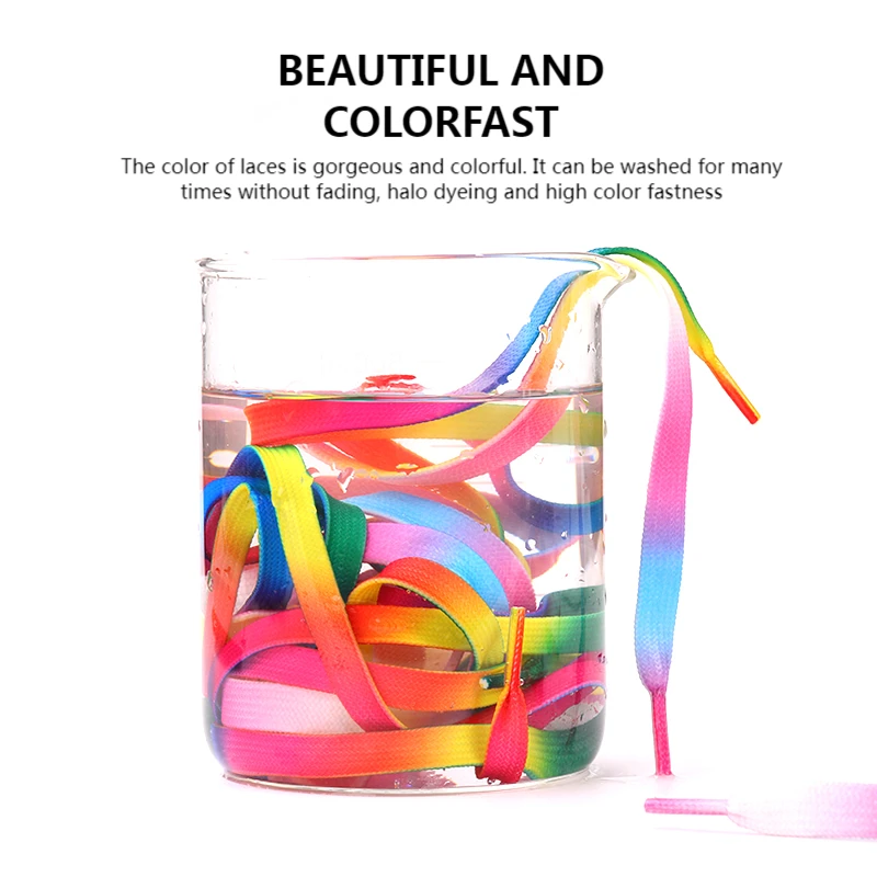 Flat Shoelaces Rainbow Colour Shoe Laces Casual Canvas Shoes Colorful Shoelace Print Gradient Suitable for All Unisex Shoe Laces Shoelaces without Ties Shoe Accessories 1 Pair