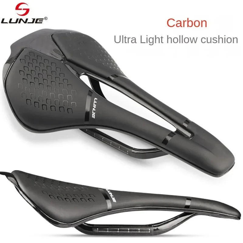 

LUNJE Carbon Fiber Bicycle Saddle Ultralight Hollow Breathable MTB Mountain Road bike carbon bicycle saddle Cycling Seat Parts